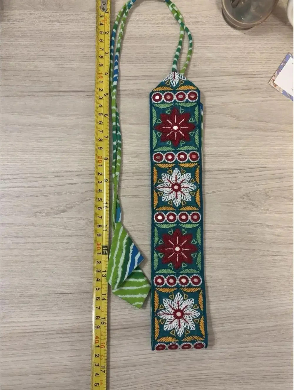 Vintage Y2K Primp Embroidered Mirror Tie Waist Belt Boho Sash